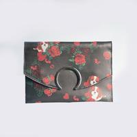 2018 New Collection Pu Flower Printed Handbag Round Closure Envelope